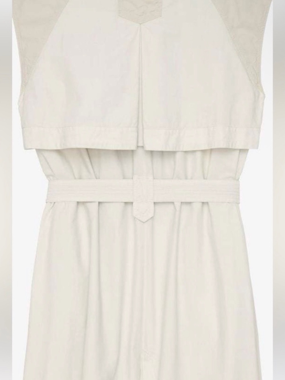 Zara SRPLS DRSS PLN 10 Cream Sleeveless Midi Utility Dress with Belt - Picture 6 of 7